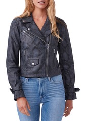 PAIGE Ashby Textured Snake Print Leather Moto Jacket