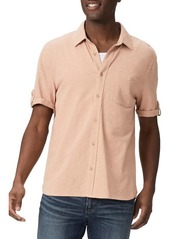 PAIGE Brayden Roll Tab Short Sleeve Jersey Button-Up Shirt