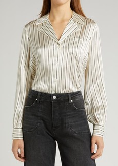 PAIGE Capriana Stripe Satin Button-Up Shirt