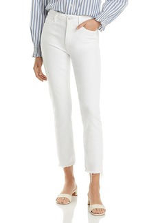 Paige Cindy High Rise Ankle Straight Jeans in White Noise