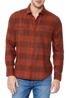PAIGE Everett Plaid Flannel Button-Up Shirt in Cherry Clay at Nordstrom