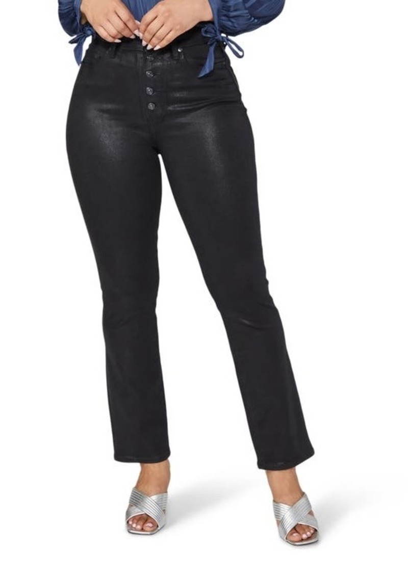 PAIGE Flaunt Accent Curvy Exposed Button Straight Leg Jeans