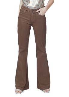 Paige Genevieve High Rise Flared Jeans in Cognac Luxe Coating