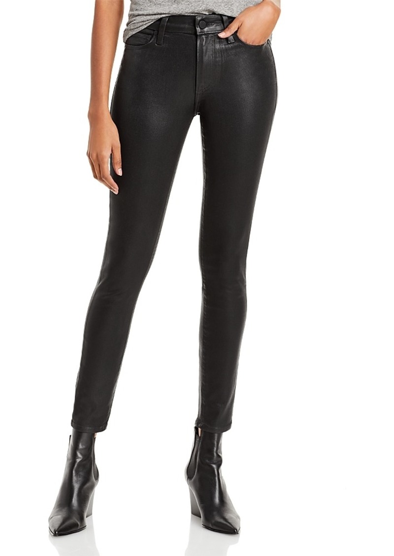 Paige Hoxton High Rise Ankle Skinny Jeans in Black Fog Luxe Coating