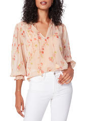 PAIGE Indira Floral Print Metallic Stripe Blouse in Afterglow Multi at Nordstrom