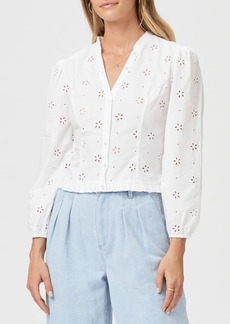PAIGE Juno Frill Trim Eyelet Top