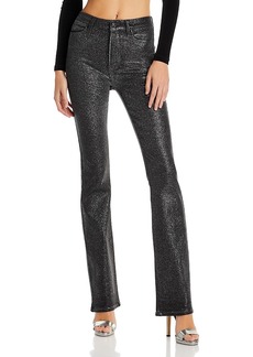 Paige Manhattan High Rise Glitter Coated Jeans in Black Silver