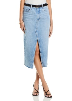 Paige Meadow Raw Hem Denim Midi Skirt