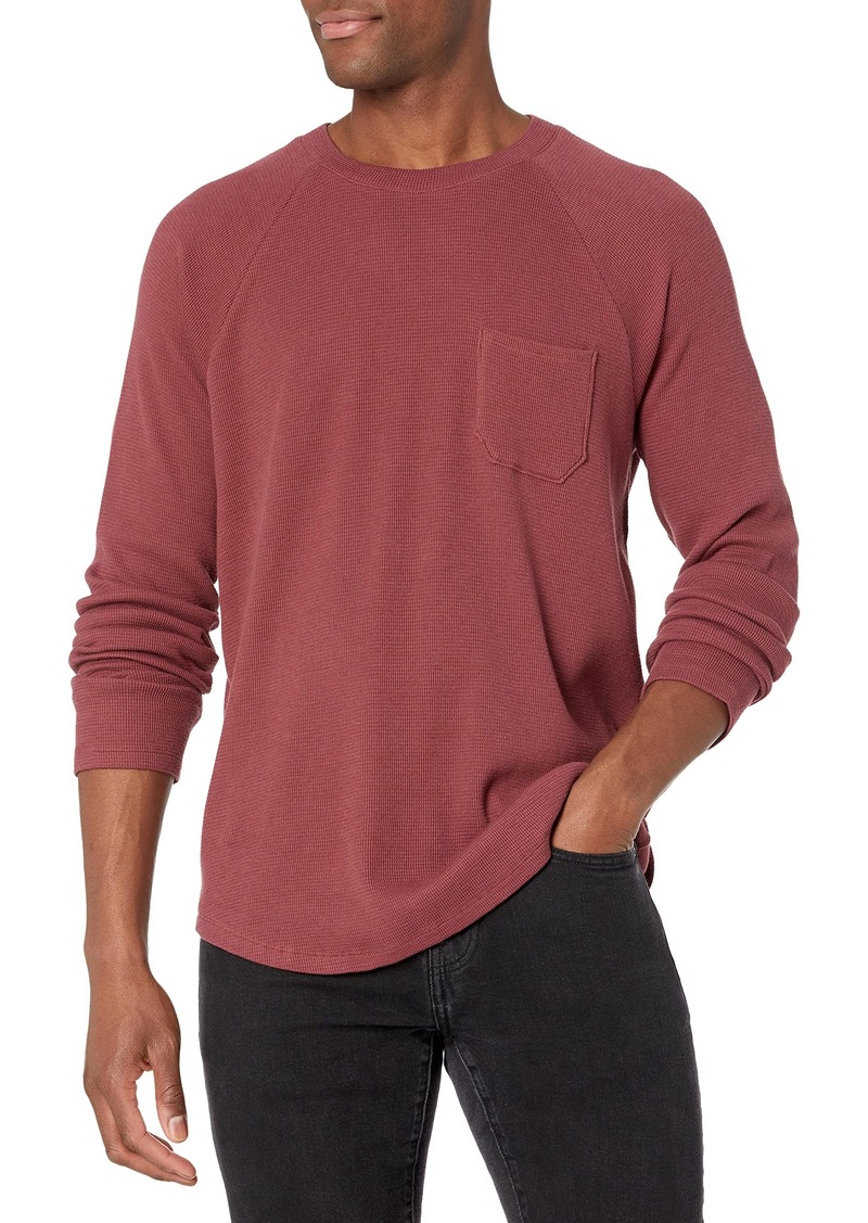 PAIGE Men's Abe Long Sleeve Waffle Knit Baseball Tee Shirt RED Velvet XL