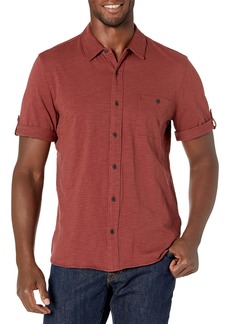 PAIGE mens Brayden Short Sleeve With Roll Tab Button Down Shirt   US