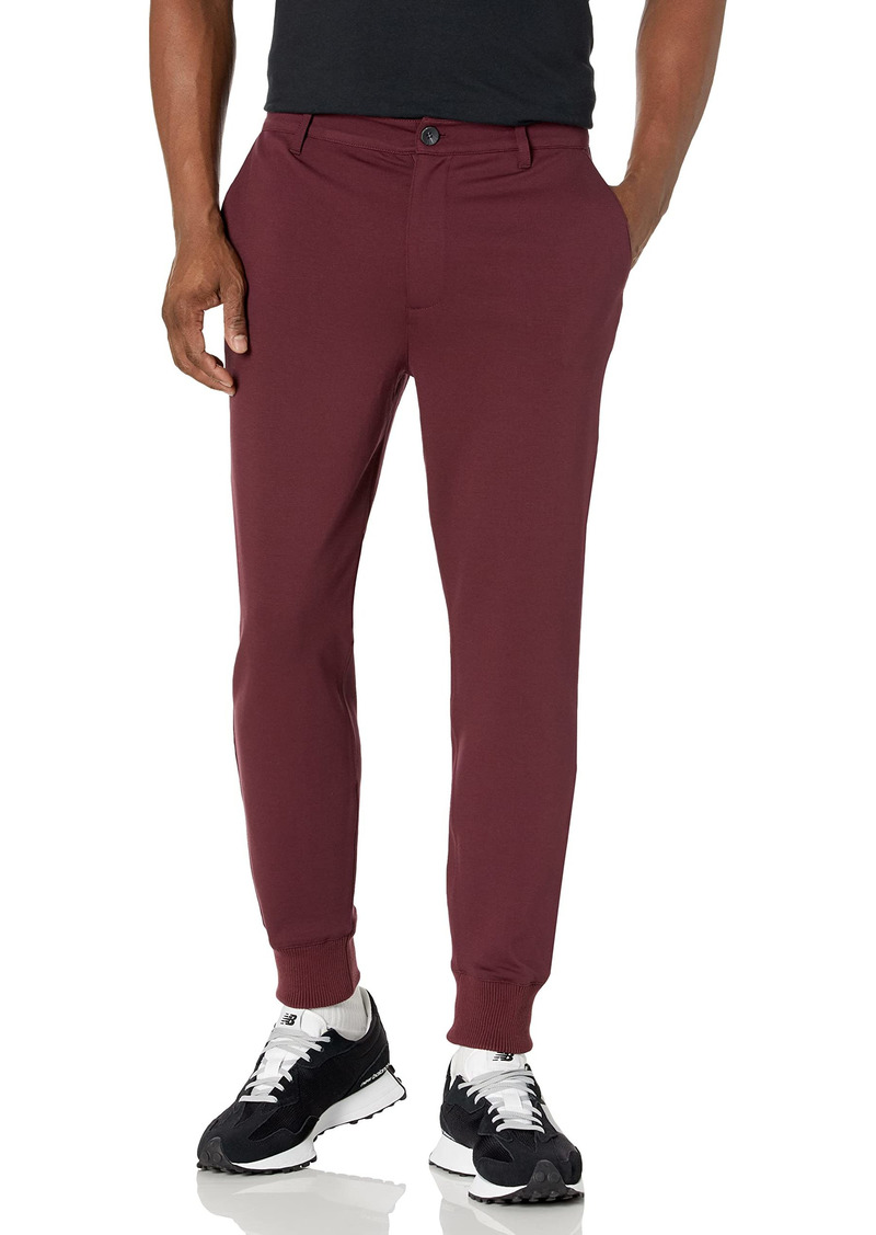 PAIGE Men's Elmwood Transcend Knit Tech Trouser Jogger Pant DEEP RED Velvet