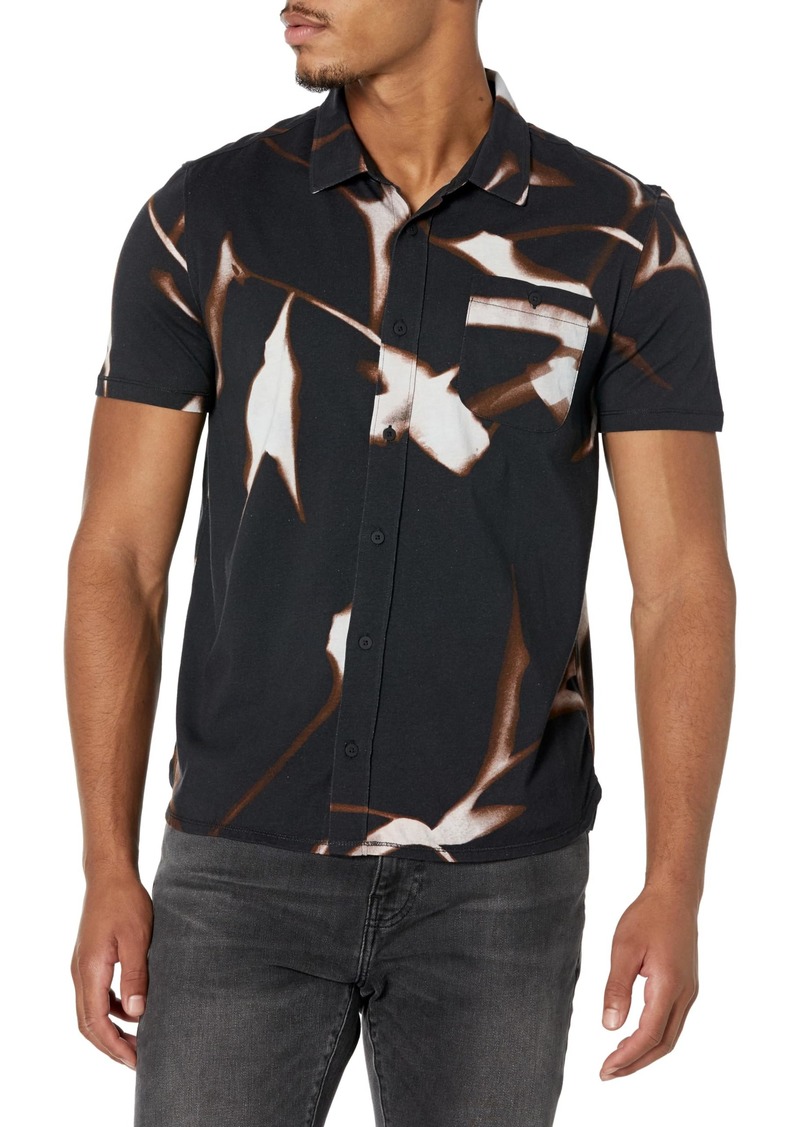 PAIGE Men's Tillman Short Sleeve Button Down Shirt BLACK CINNAMON MULTI