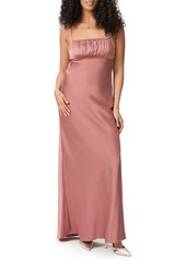 PAIGE Miren Ruched Bodice Satin Midi Dress