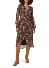 PAIGE Paulette Print Long Sleeve Silk Dress