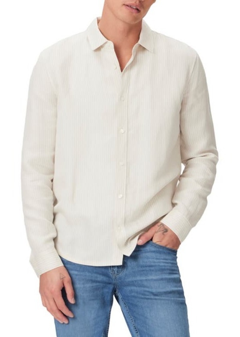 PAIGE Peters Pinstripe Linen Blend Button-Up Shirt