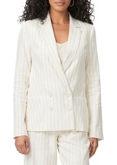 PAIGE Rosette Stripe Double Breasted Linen Blend Blazer