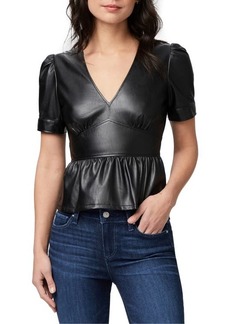 PAIGE Rue Faux Leather Peplum Top