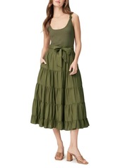 PAIGE Samosa Tie Waist Sleeveless Tiered Maxi Dress