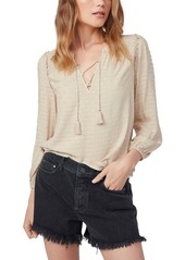 PAIGE Shaylene Tie Neck Clip Dot Blouse in Sand Dollar at Nordstrom
