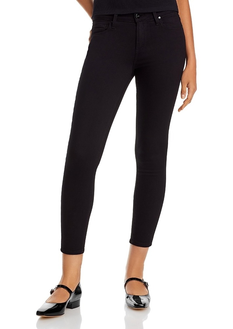 Paige Transcend Verdugo Mid Rise Cropped Skinny Jeans in Black Overdye