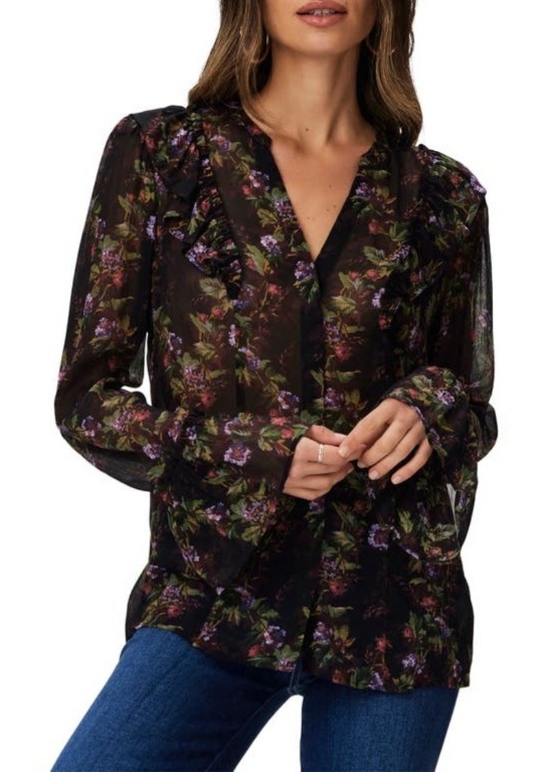 PAIGE Tuscany Floral Print Silk Georgette Button-Up Shirt