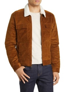 PAIGE Vosler Corduroy Zip Jacket with Faux Shearling Collar