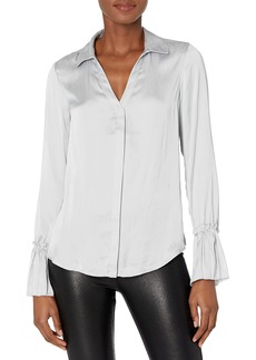 PAIGE Women's Abriana Long Pleated Sleeve Button Down Shirt  XS