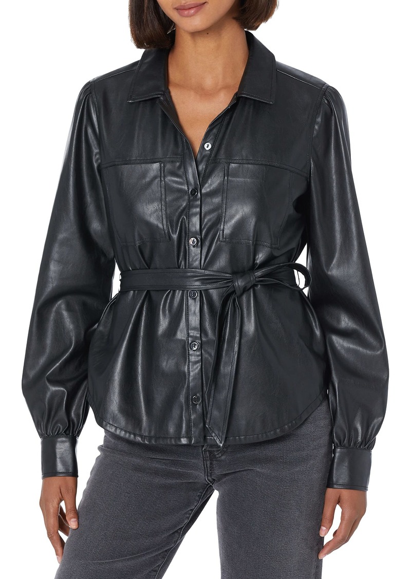 PAIGE Women's Belize Shacket Vegan Leather Shirt Jacket Combo Comfortable fit in  XL