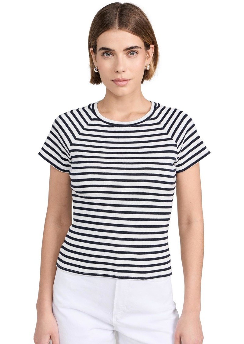 PAIGE Women's Bijou Tee  White Blue Stripe XS