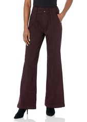 PAIGE womens Brooklyn W/ Wide Waist Band Double Button Fly High Rise Wide Leg 31" Inseam in Black Cherry Jeans   US