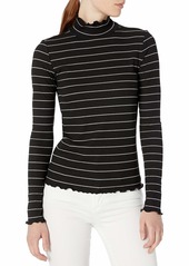 Paige Women's Cadence Turtleneck Black W/Silver M