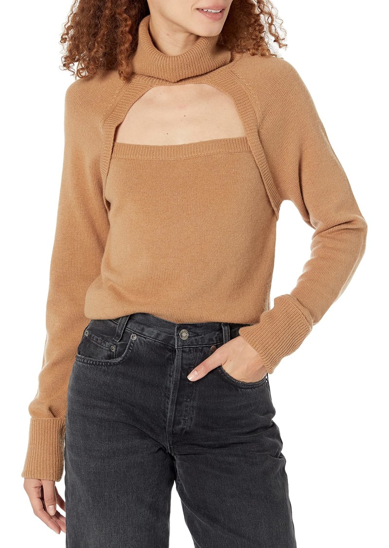 PAIGE Women's Cherise Sweater Turtle Neck Cropped Cutout Design in  L