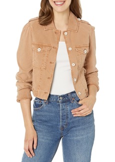 PAIGE Women's Cropped Pacey Jacket in Boxy fit Utility Pockets Subtle Puff Sleeve in  XL