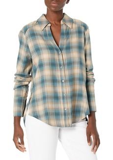 PAIGE Women's Davlyn Shirt Cozy Plaid Classic Button Down Slightly Oversized in  XL