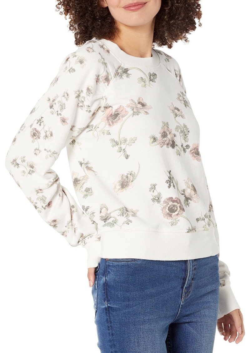 PAIGE Women's Dayna sweatshirt fairytale floral rouching details raglan sleeve in white multi M