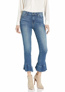 Paige Women's Flora Straight Jeans Barkley with Ruffle Detail