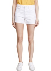 PAIGE Women's High Rise Sarah Shorts w/Exposed Button Fly + Raw Hem