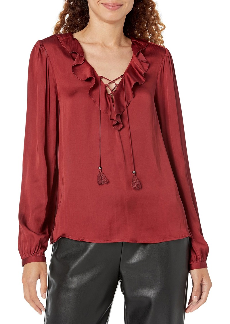 PAIGE womens Ilara Blouse Long Sleeve Ruffle Detailing Tassel Trims in  Shirt   US