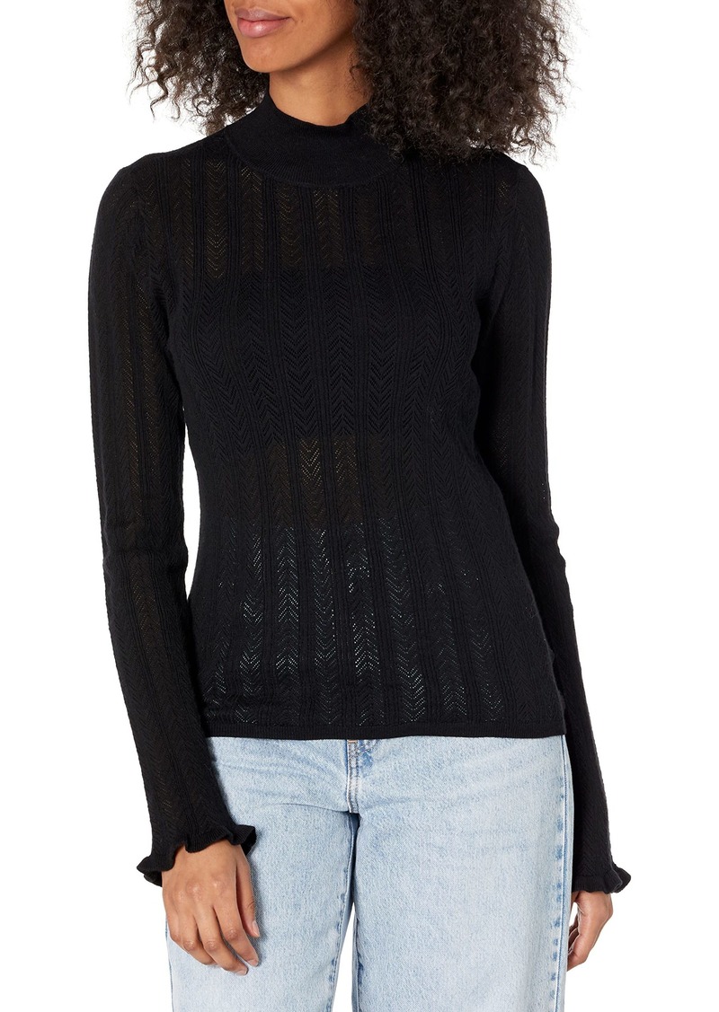 PAIGE Women's LYSETTE Turtleneck Cotton Silk Blend Sweater  L