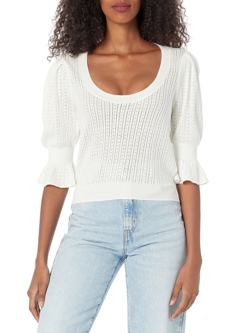 PAIGE Women's Magnolia Sweater Scoop Neckline Elbow Length Puff Sleeve in  S