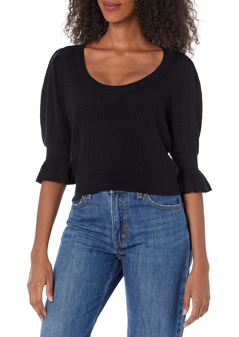 PAIGE Women's Magnolia Sweater Scoop Neckline Elbow Length Puff Sleeve in  XS