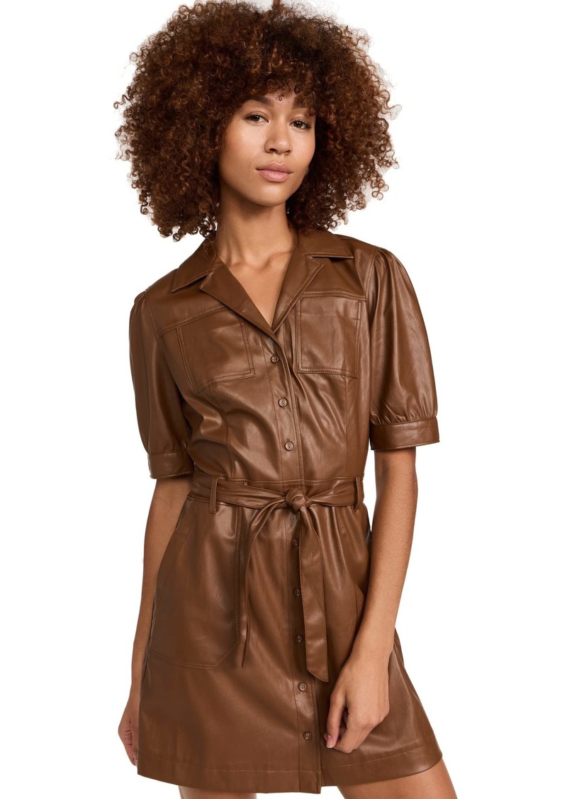 PAIGE Women's Mayslie Vegan Leather Dress  Brown M
