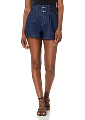PAIGE Women's Pleated Carly Shorts  Blue 23