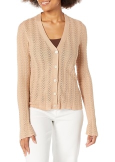 PAIGE Women's Pointelle Susan top Slim Cardigan Slit at The Sleeve Button Front in  M