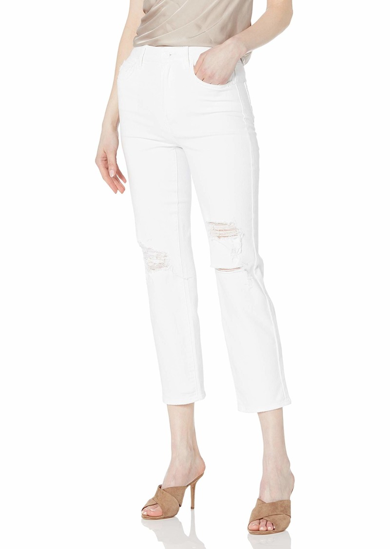 PAIGE Women's Sarah Specialty Coin Straight Ankle Jean White HOT Destructed