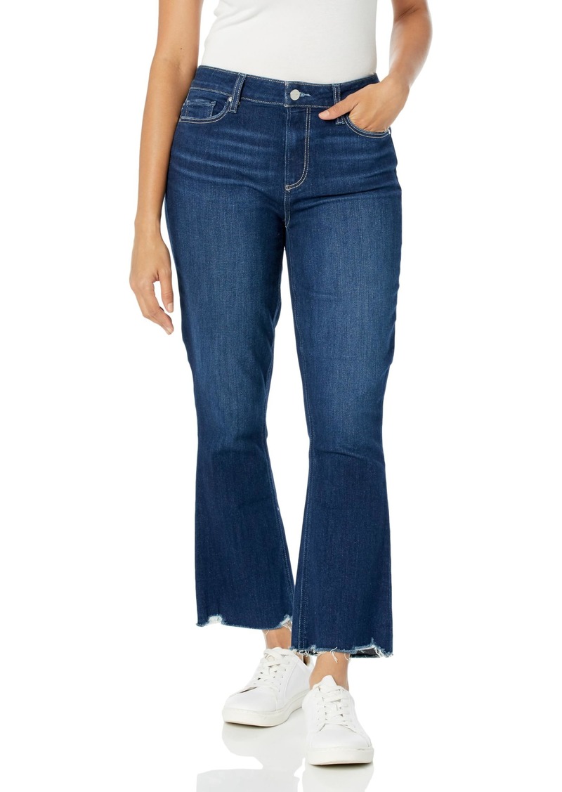 PAIGE Women's Shelby Mid Rise Cropped Flare Jean Ambience w/Raw Hem