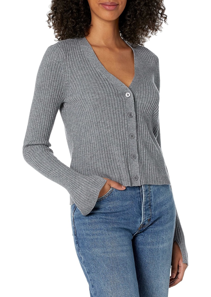 PAIGE Women's Susan V-Neck Ribbed Wool Blend Cropped Cardigan TOP  XXS