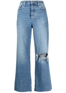 Paige ripped-detail wide-leg jeans