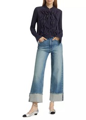 Paige Storybook Distressed Mid-Rise Cuffed Jeans