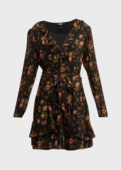 Paige Tamera Floral Ruffle Long-Sleeve Mini Dress